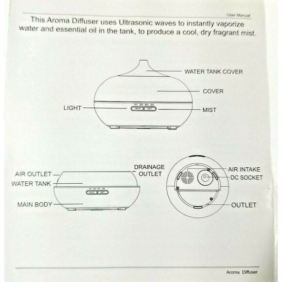MOKOQI Essential Oil Diffuser Light Wood Grain 300 ML New in Box - Picture 5 of 5